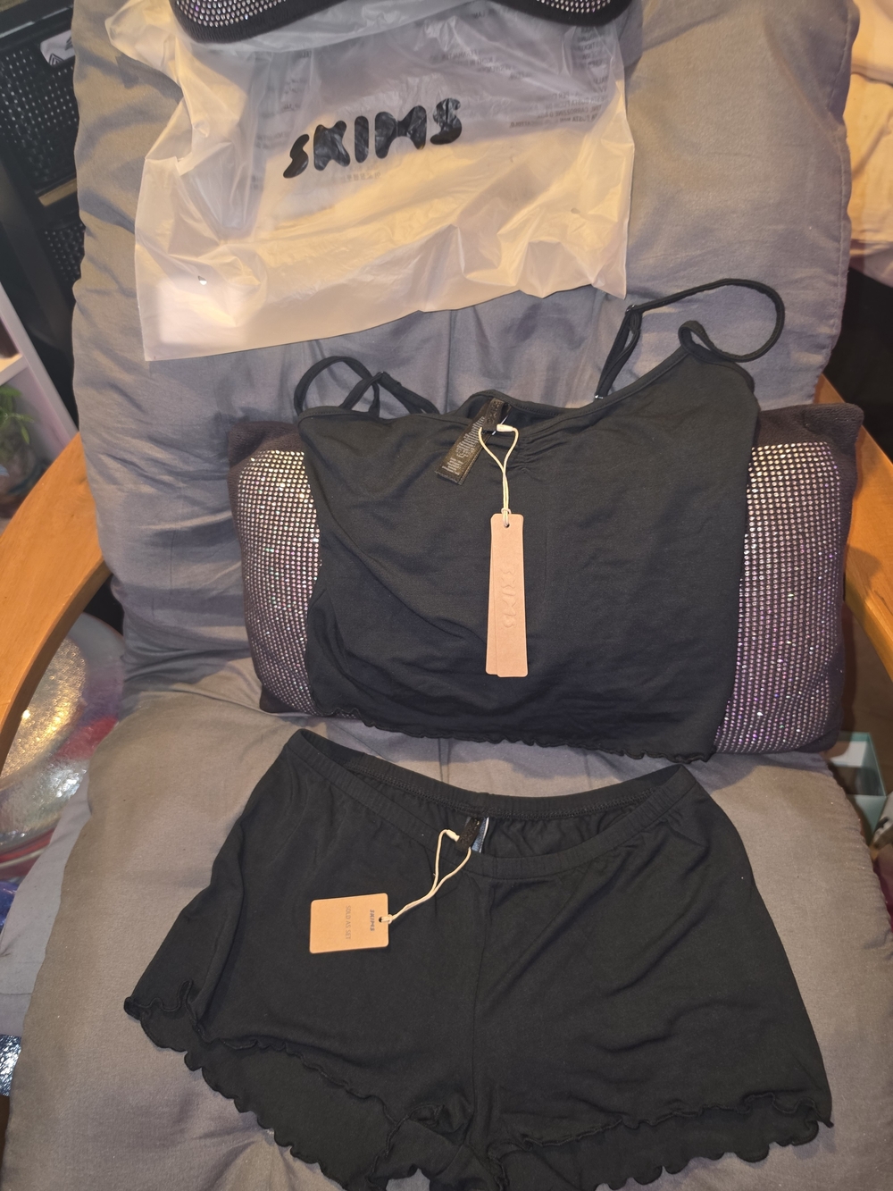 Skims Women's Black Sleep Set - Tank Top & Shorts